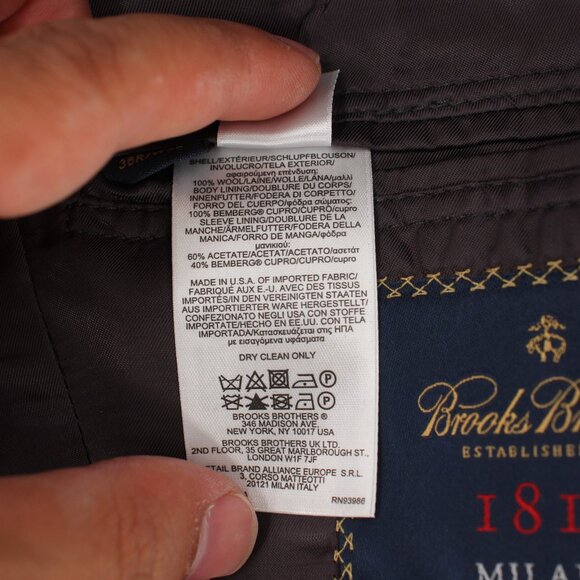 Brooks Brothers Sport Coat Men 38R Milano Estrato Wool Gray trabaldo togna 1840 - Picture 13 of 13
